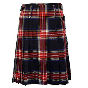 Tartan Black Stewart 8 Yards Kilt Traditional Scottish Outfit Mens Kilt